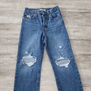 Levi's Classic Blue Ripped Wide Leg Jeans